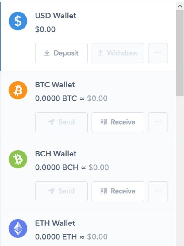 Wallet page.